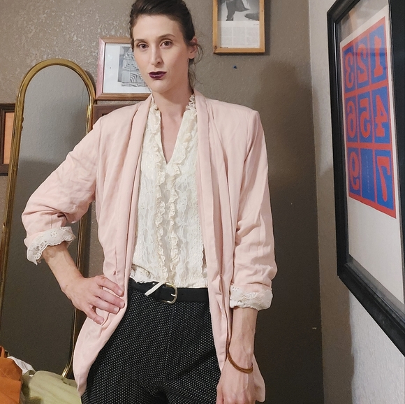 Lauren Conrad Oversized Pink Blazer Jacket - Women's Size 16, Cropped Sleeves - Picture 2 of 4
